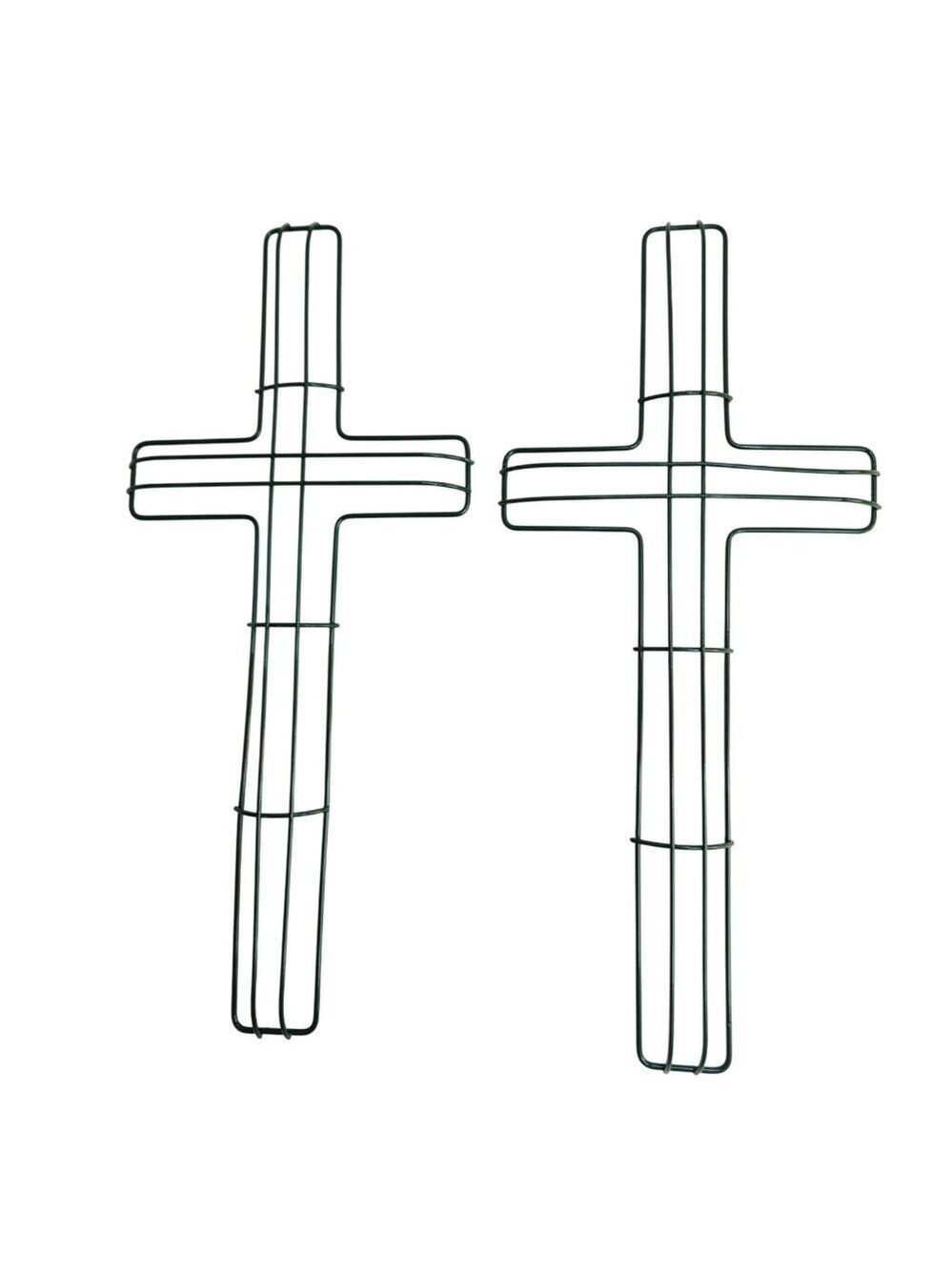 Green Wire Floral Wreath Cross Frames Set of 2 Small 7x16 Memorial Day Easter Ch